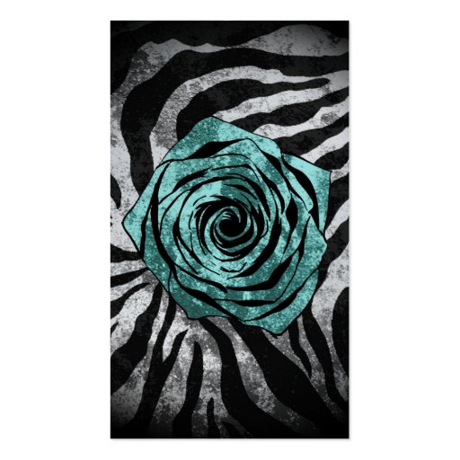 Dirty Rose- Zebra Aqua Business Card Template (front side)