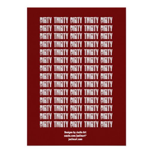 Dirty Thirty Birthday Black White Red Dirty Boy Personalized Invites