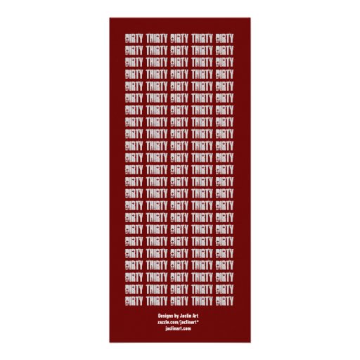 DIRTY THIRTY Birthday Party Black White Red Tall Custom Invitation