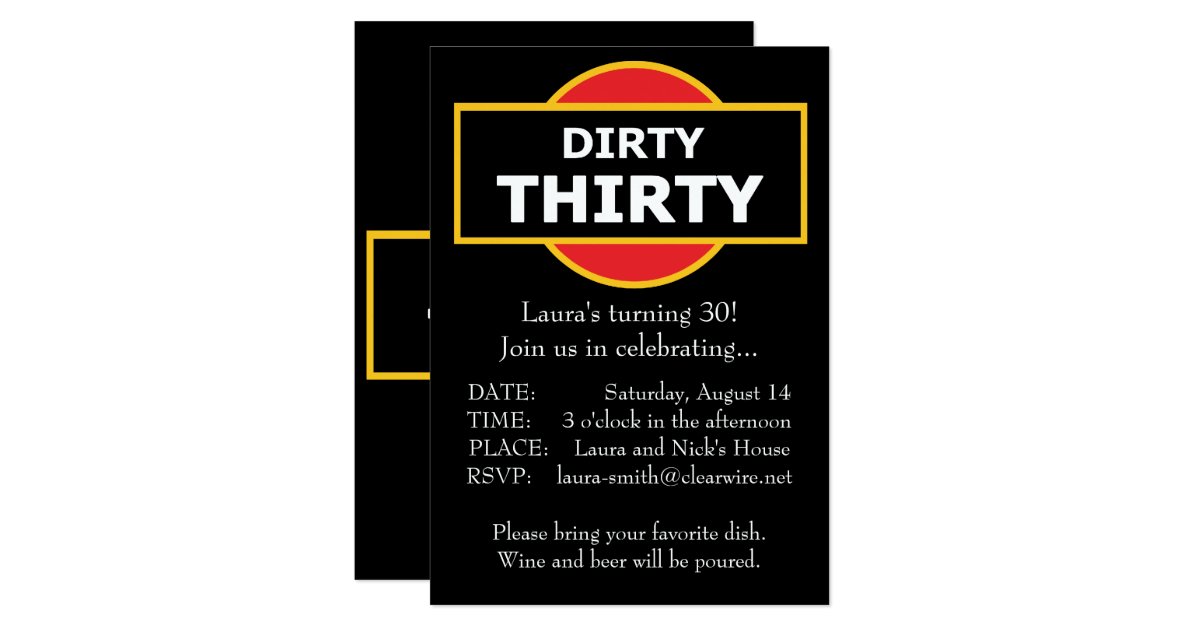 Dirty Thirty Invitation Birthday 30 