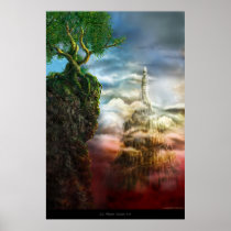 butterfly, butterflies, scenery, architecture, castle, dreamland, man, leaning, animal, waiting, buildings, tree, tower, strange, houk, art, artwork, illustration, story, digital art, digital realism, surreal, surreal art, fantasy, fairytales, gifts, gift, eerie, gothic, adorable, mystic, mood, mysterious, mystery, cool, unique, awesome, wonderful, atmospheric, landscape, Poster with custom graphic design