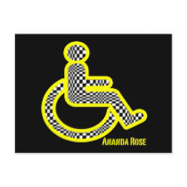 Disabled In Retro Yellow Post Card postcards by AnandaRose Disabled In Retro Yellow Post Card postcards