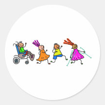 Disabled Kids Round Sticker