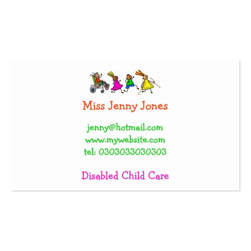 Disabled Kids, Special Needs Business Card Templates