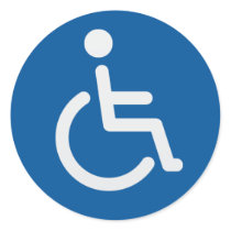 Disabled sign or handicapped symbol blue and white sticker