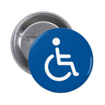 Disabled symbol or blue and white handicap sign button
