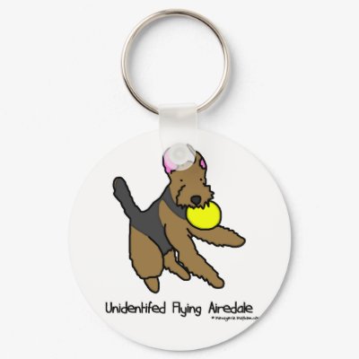 Disc Dog Airedale Terrier Keychain by MenagerieMayhem