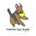Disc Dog Airedale Terrier stickers by MenagerieMayhem Disc Dog Airedale Terrier stickers