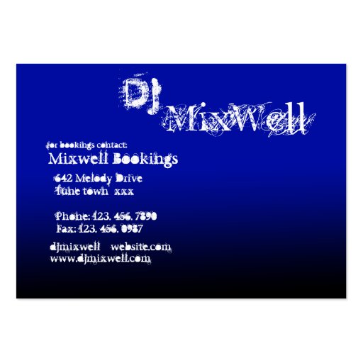 Disc Jockey DJ Party Clubbing Business Card (back side)