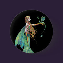 Discipline Green Fairy Dragon by Molly Harrison buttons