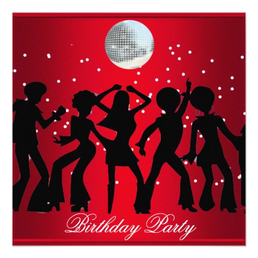 Disco 70's Birthday Party Invitation Red