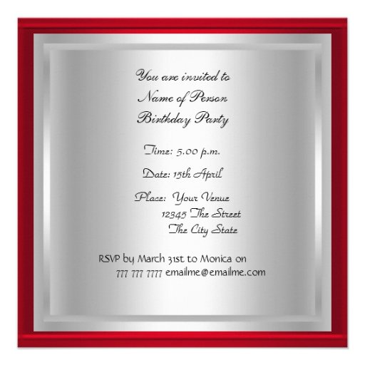 Disco 70's Birthday Party Invitation Red