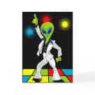 postcard - fun dancing alien