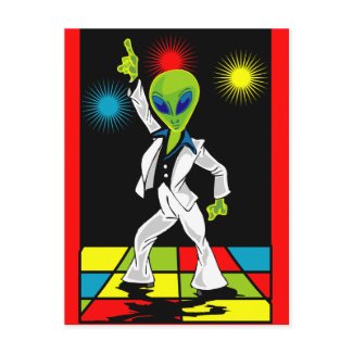Disco Alien Postcard