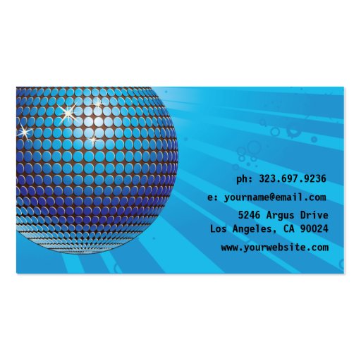 Disco Ball -DJ Business card-Blue (back side)