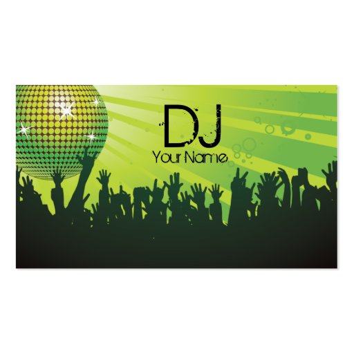 Disco Ball -DJ Business card-green (front side)