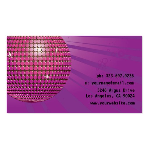 Disco Ball -DJ Business card-purple (back side)
