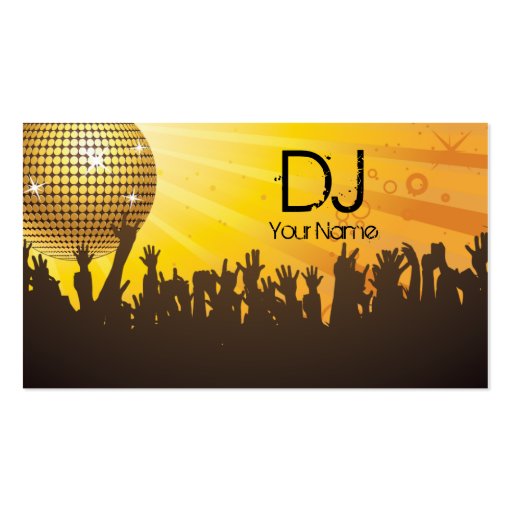 Disco Ball -DJ Business card-yellow (front side)