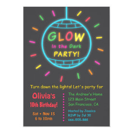 Disco Ball Glow in the Dark Birthday Party Card