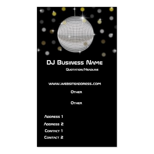 Disco Ball & Lights Business Card (front side)