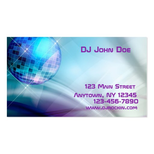 Disco Ball Music Business Card (front side)