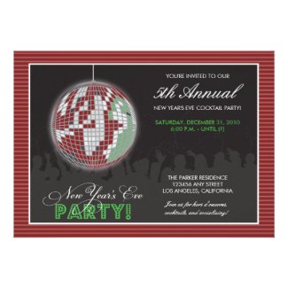 Disco Ball New Year's Eve Party Invitation (red)