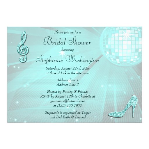 Disco Ball, Princess Coach & Horses Bridal Shower Custom Invite