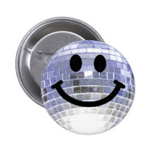 Disco Ball Smiley Pinback Buttons