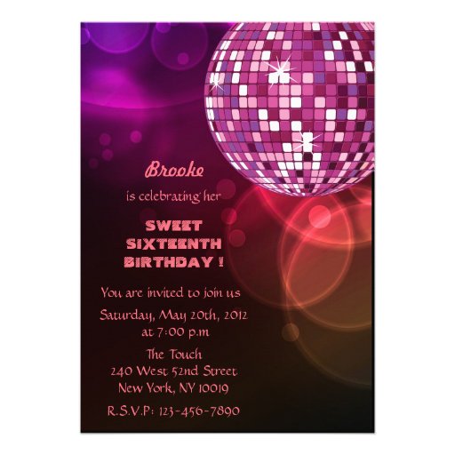 Disco Ball - Sweet 16 invitation