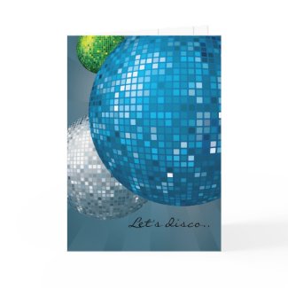 Disco Balls Blue New Year Party Card card