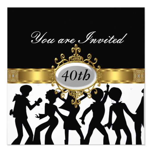Disco Black  Birthday Party Glamour Invitation (front side)