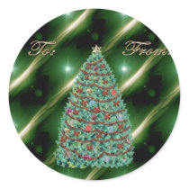 Disco Christmas Tree Gift Tag Sticker
