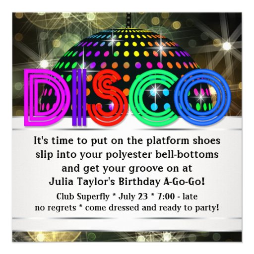 Disco Dance Party Invitations