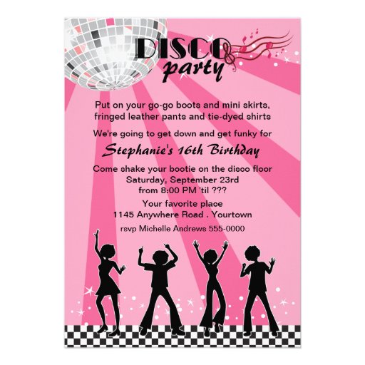 Disco Dancers Birthday Custom Invites