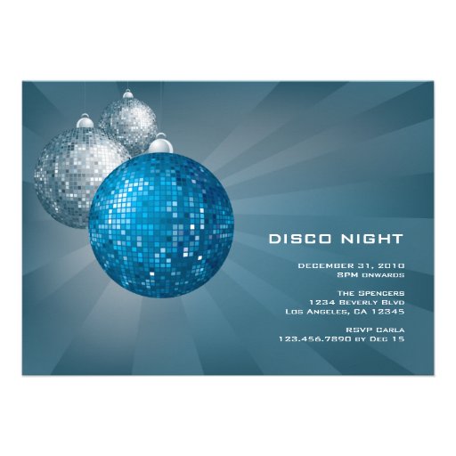 Disco Night New Year Party Invitation (front side)
