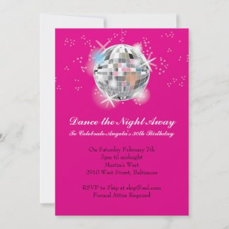 Disco Party Invitation with Hot Pink Background invitation