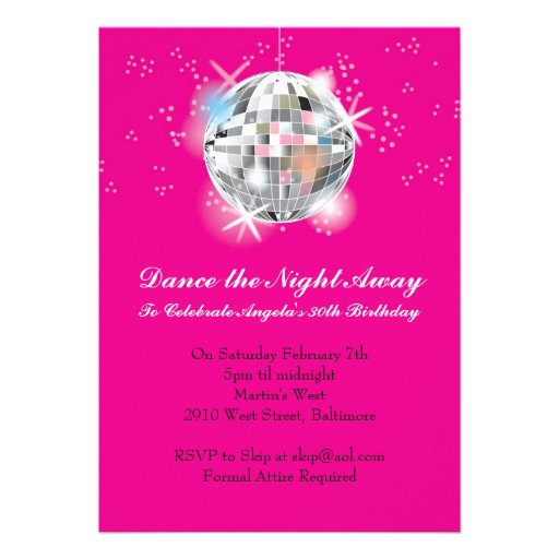 Disco Party Invitation with Hot Pink Background