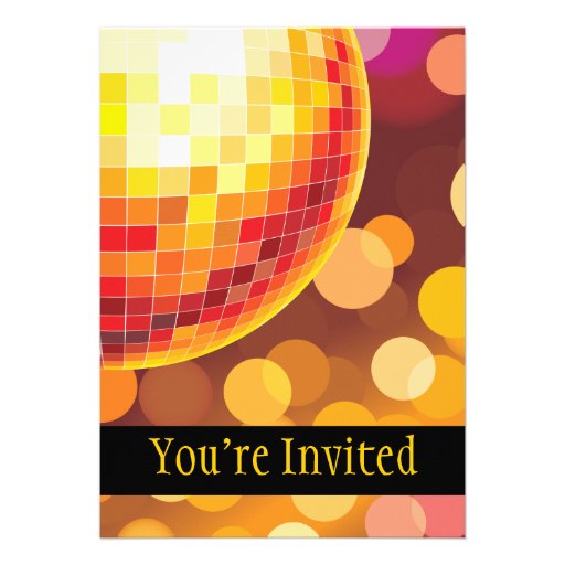 Disco Party Time Golden Lights Custom Invitation