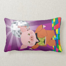 Disco pig on the dance floor pillows