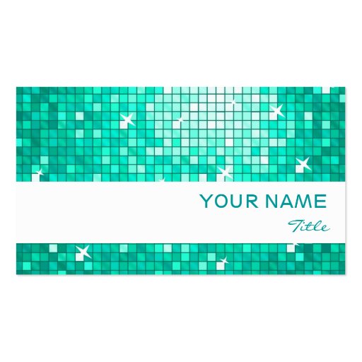 Disco Tiles Aqua  business card white stripe (front side)