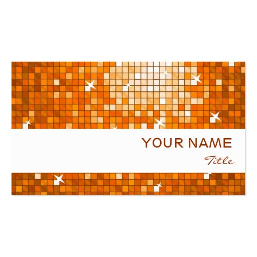 Disco Tiles Orange business card white stripe (front side)