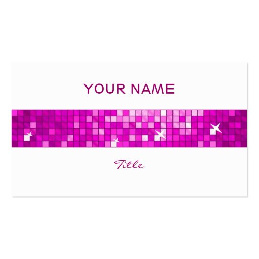 Disco Tiles Pink tile stripe white back Business Cards (front side)