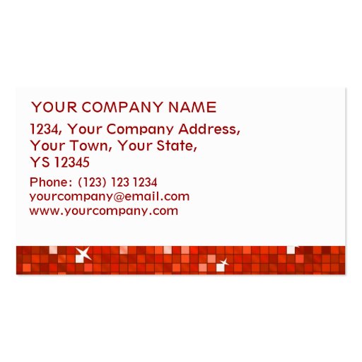 Disco Tiles Red business card white stripe (back side)