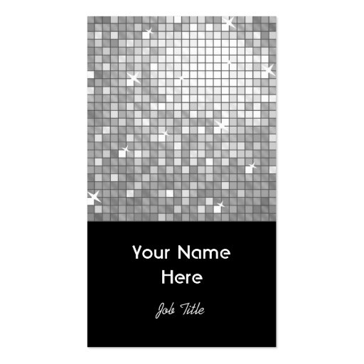 Disco Tiles "Silver" business card black portrait (front side)