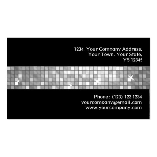 Disco Tiles "Silver"  tile stripe black Business Card Template (back side)