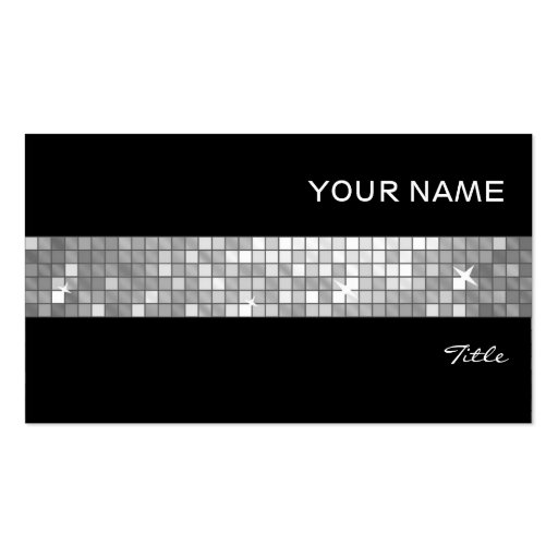 Disco Tiles "Silver"  tile stripe black Business Card Template (front side)