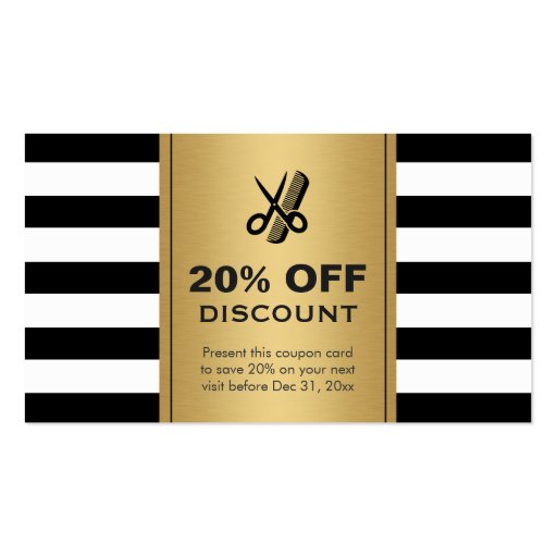 discount coupon hair salon gold black scissors business salon coupon template