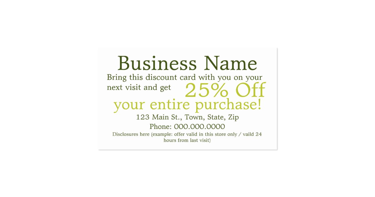Discount Coupon Retail Template Business Cards Zazzle