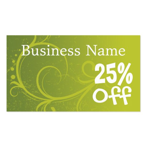 Discount Coupon Retail Template Business Cards (front side)