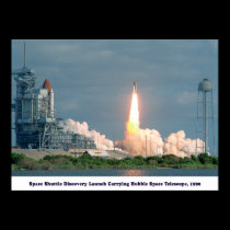 Discovery Carrying Hubble Telescope 1990 posters